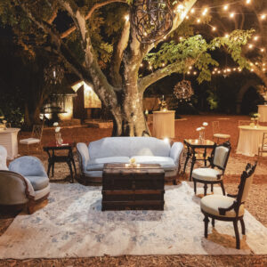 An outdoor sofa sitting space