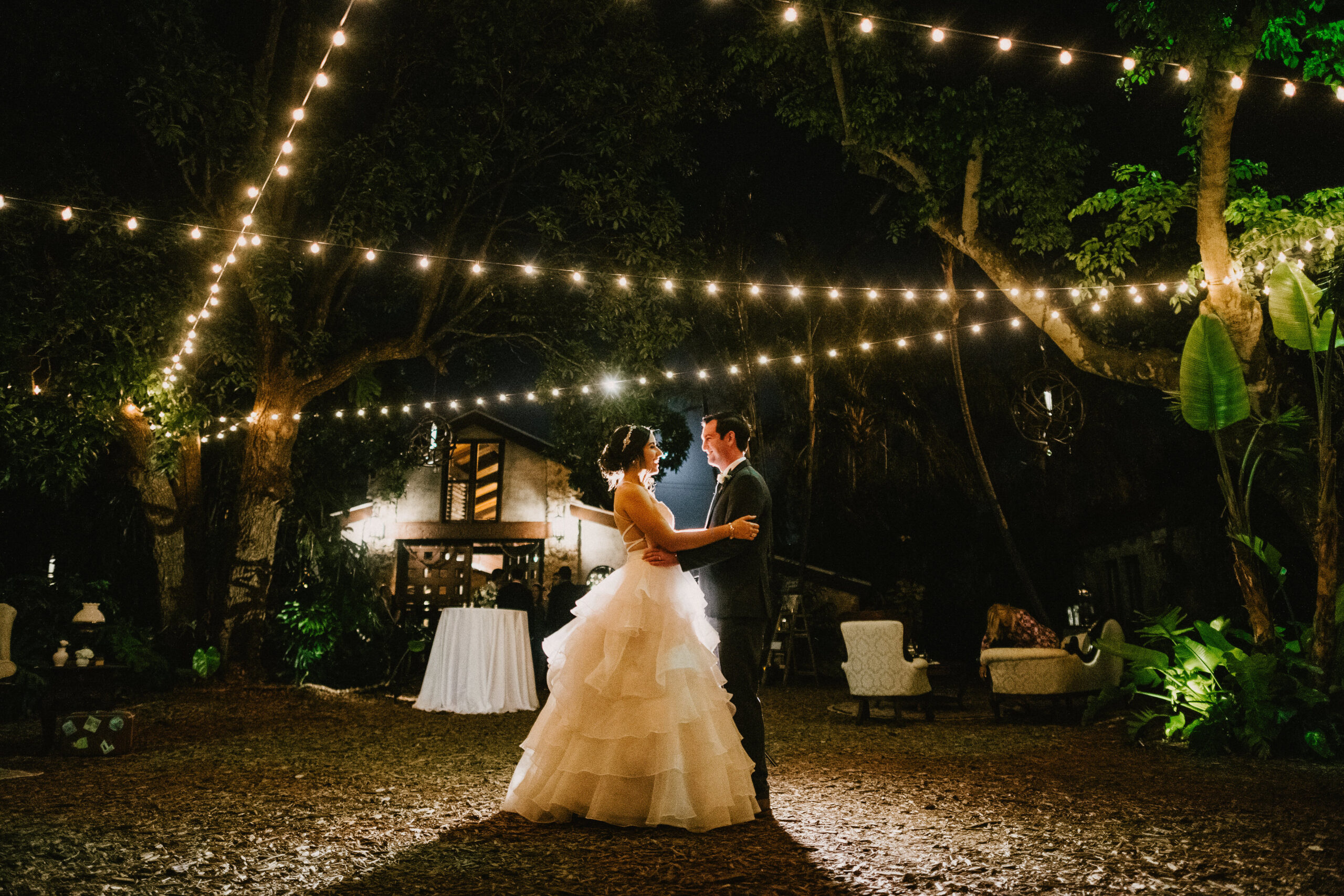 Couple Dancing under the Lights